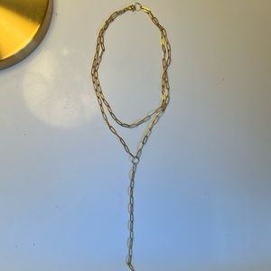 Gold Filled Paperclip Chain Double Layered Necklace
